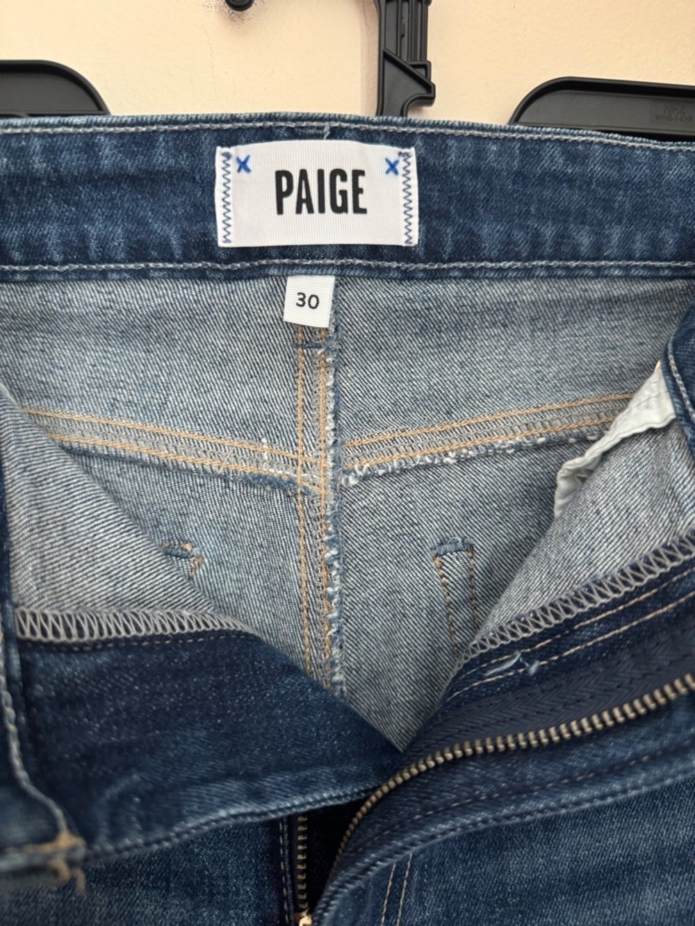 PAIGE Leenah Ankle High Rise Trouser Leg Jeans Raw Hem Size 30 Saint Tropez NWT - Picture 7 of 9